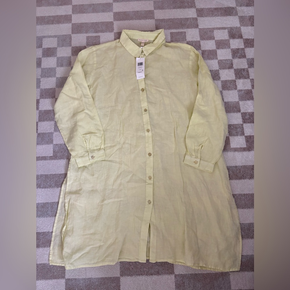 Eileen Fisher Soft Yellow Button Down Shirt